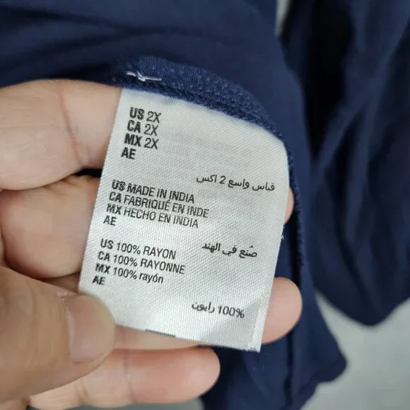 STYLE & Co. Industrial Blue V-neck Peasnt Women's Blouse Size 2X - Picture 5 of 8